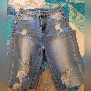 Distressed Blue Denim Shorts